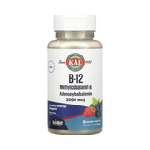 KAL, B-12 Methylcobalamin & Adenosylcobalamin, Mixed Berry, 2,000 Mcg, 60 Micro Tablets